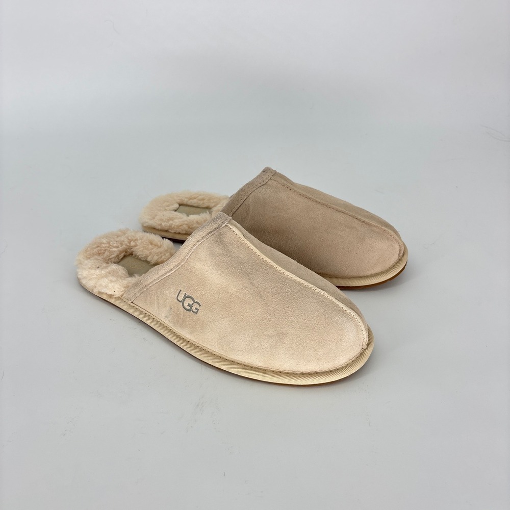 UGG Pearle UGGplush Scuff Slipper Cream Women Size 9 Faux Fur Suede Comfort Warm